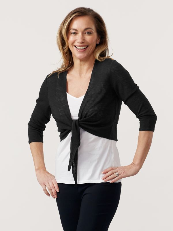 Tie front sweater shrug shop