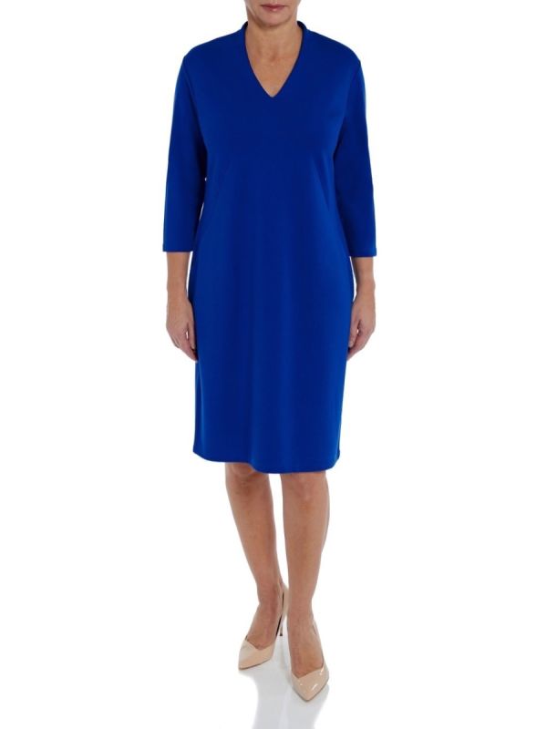 PennyPlain High Back V neckline Dress Sapphire