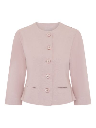 PennyPlain Linen Blend Cropped Jacket - Cloud