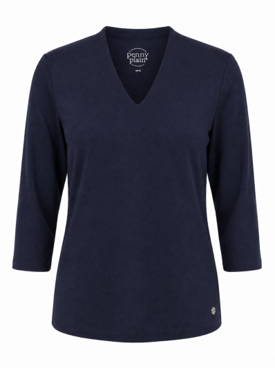 PennyPlain High Back V-neck Top - Navy