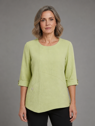 PennyPlain Asymmetric Hem Top - Pistachio