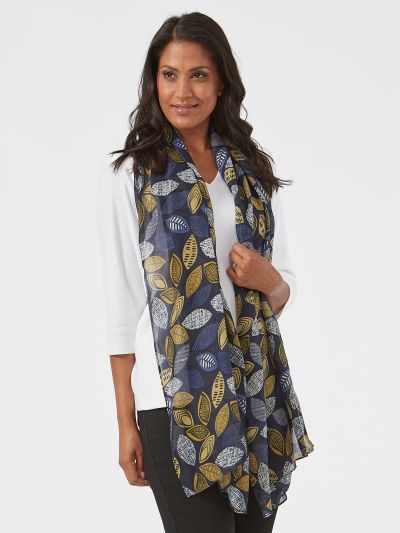 PennyPlain All Over Print Scarf - Navy
