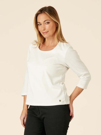 PennyPlain High Back Scoop Neck Top - Ivory