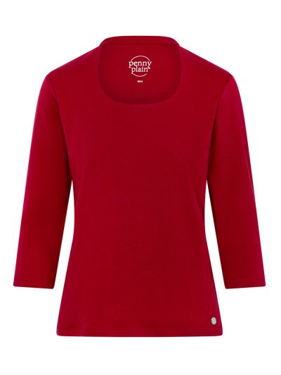 PennyPlain High Back Scoop Neck Top - Red