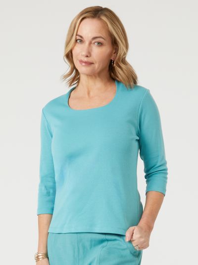 PennyPlain High Back Scoop Neck Top - Sea Green