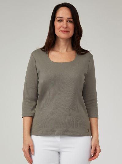 PennyPlain High Back Scoop Neck Top - Sage