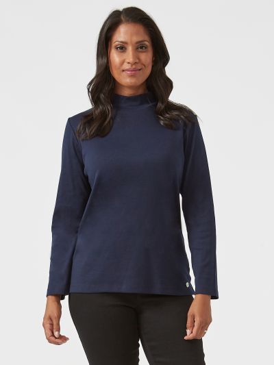 PennyPlain High Neck Top - French Navy