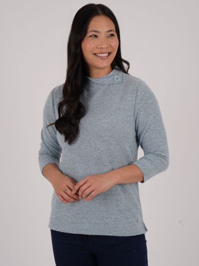 PennyPlain Split Turtle Neck Top - Glacier
