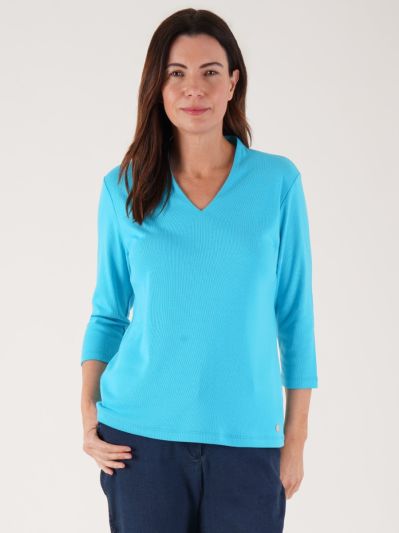 PennyPlain High Back V-neck Top - Lagoon