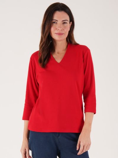 PennyPlain High Back V-neck Top - Red