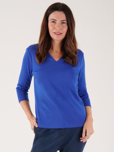 PennyPlain High Back V-neck Top - Royal