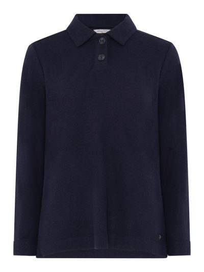 PennyPlain Button Collar Top  - Navy