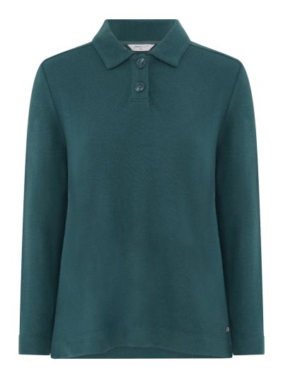 PennyPlain Button Collar Top  - Peacock
