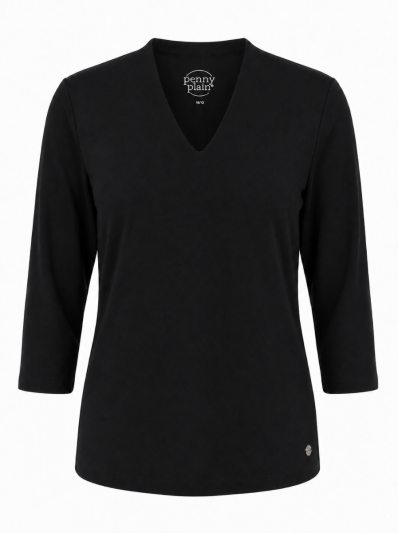 PennyPlain High Back V-neck Top - Black