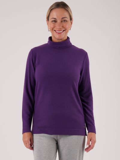 PennyPlain Roll Neck Long Sleeve Top - Mulberry
