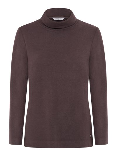 PennyPlain Roll Neck Long Sleeve Top - Dark Latte