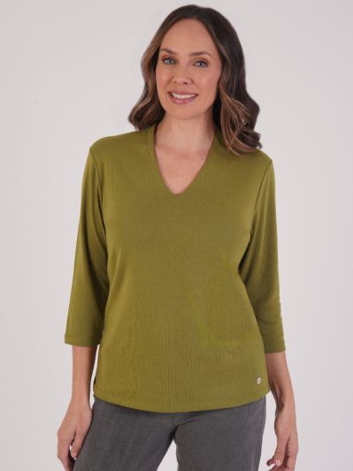 PennyPlain High Back V-neck Top - Forest