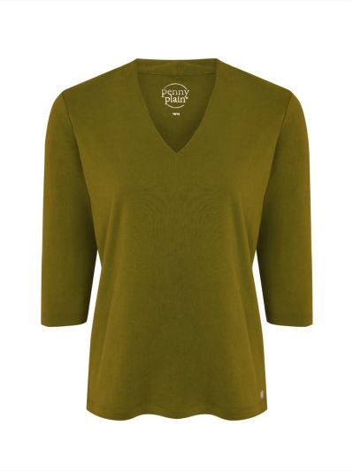 PennyPlain High Back V-neck Top - Forest