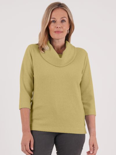 PennyPlain Cowl Top 3qs - Pear