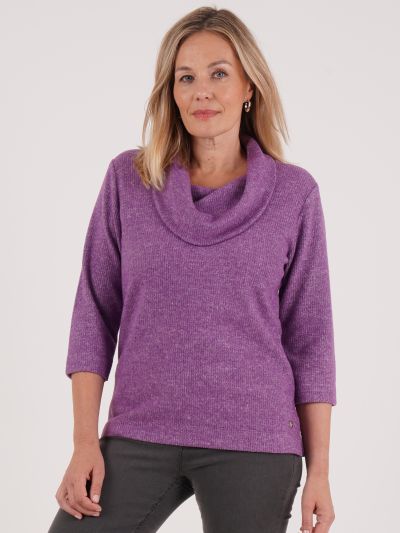 PennyPlain Cowl Top 3qs - Amethyst