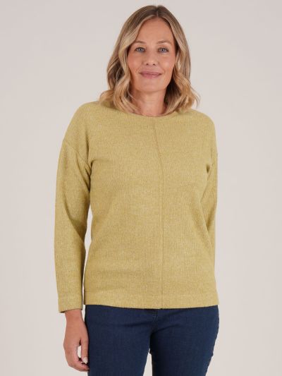 PennyPlain Crew Neck Long Sleeve Top - Pear