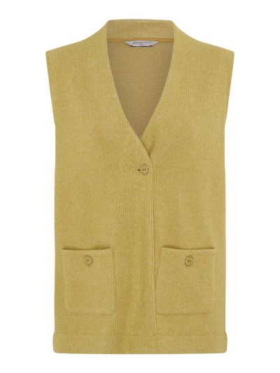 PennyPlain Ribbed Button Gilet - Pear