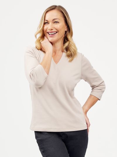 PennyPlain High Back V-neck Top - Cloud