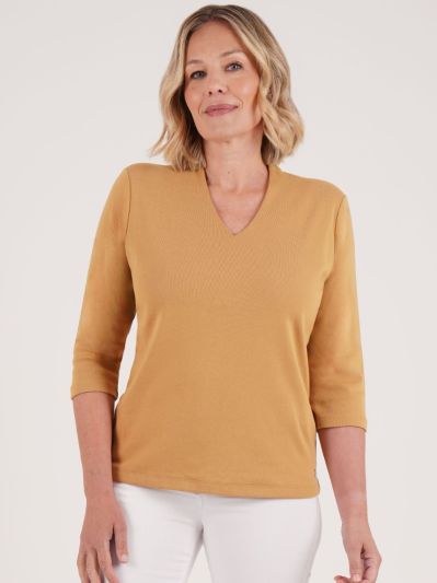 PennyPlain High Back V-neck Top - Gold
