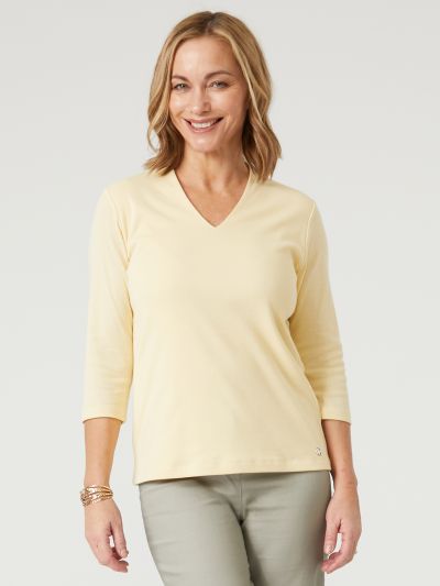 PennyPlain High Back V-neck Top - Lemon