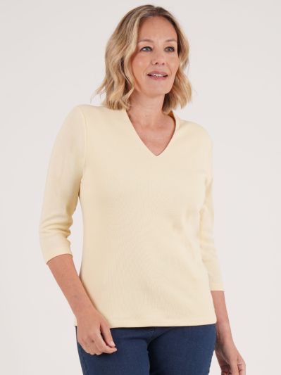 PennyPlain High Back V-neck Top - Lemon