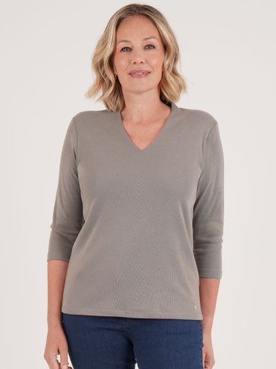 PennyPlain High Back V-neck Top - Sage
