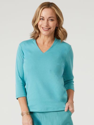 PennyPlain High Back V-neck Top - Sea Green