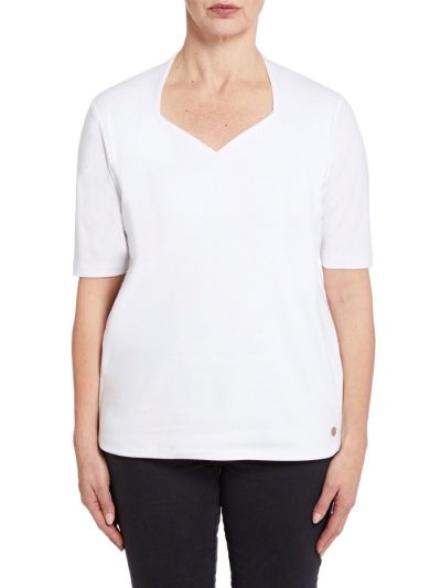 PennyPlain High Back Sweetheart Neck Top - White