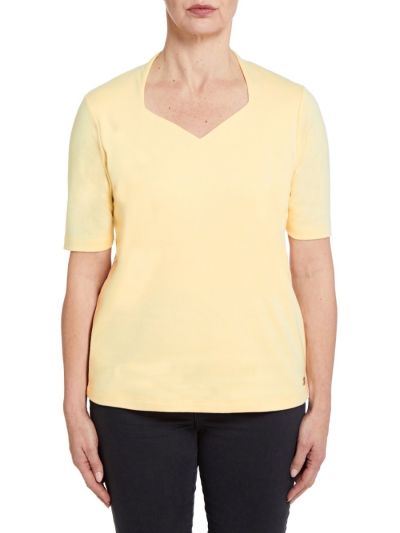 PennyPlain High Back Sweetheart Neck Top - Lemon
