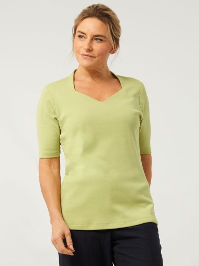 PennyPlain High Back Sweetheart Neck Top - Kiwi