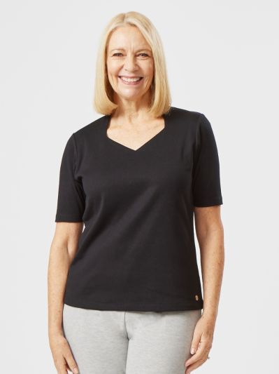 PennyPlain High Back Sweetheart Neck Top - Black