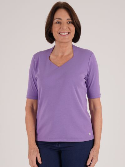 PennyPlain High Back Sweetheart Neck Top - Amethyst