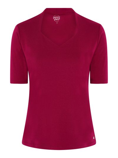 PennyPlain High Back Sweetheart Neck Top - Raspberry