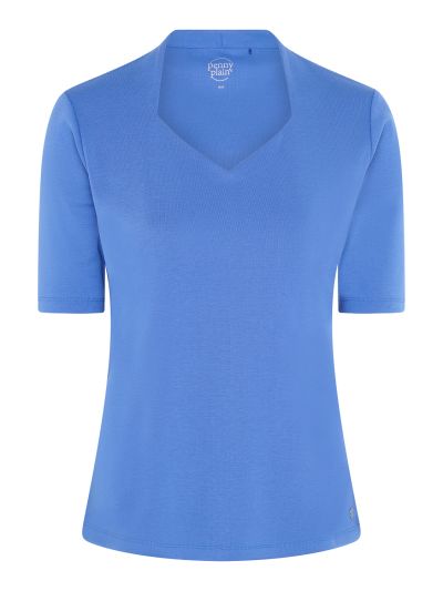 PennyPlain High Back Sweetheart Neck Top - Light Ultramarine