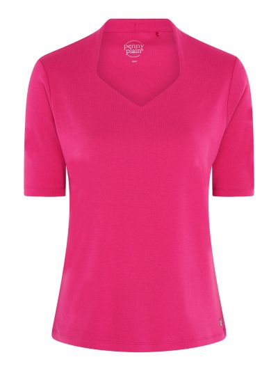 PennyPlain High Back Sweetheart Neck Top - Cerise