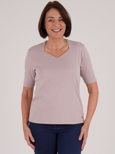 PennyPlain High Back Sweetheart Neck Top - Cloud