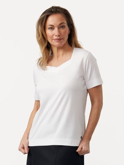 PennyPlain Diamante Sweetheart Neck Top - White