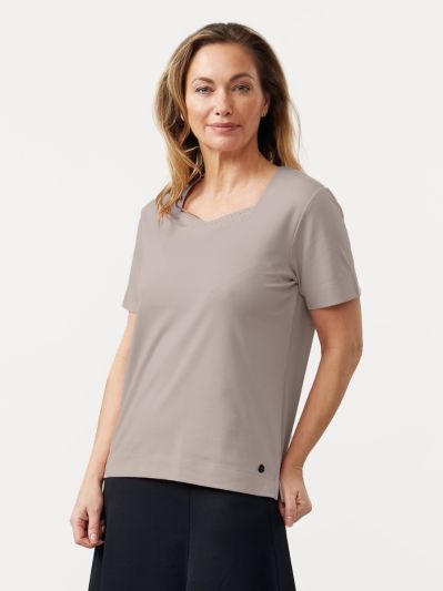 PennyPlain Diamante Sweetheart Neck Top - Cloud