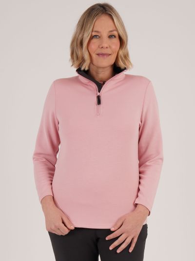 PennyPlain Funnel Neck Half Zip Top- Dusk