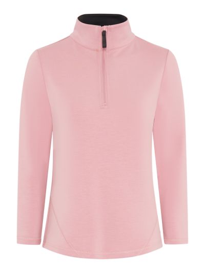 PennyPlain Athleisure Contour Ease Zip Neck Top - Dusk