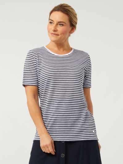 PennyPlain Printed Stripe Top - Navy
