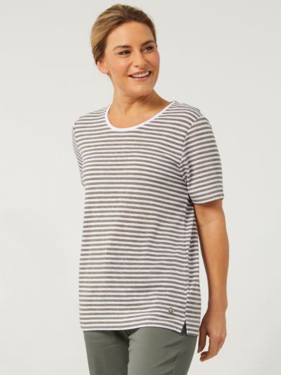 PennyPlain Printed Stripe Top - Sage