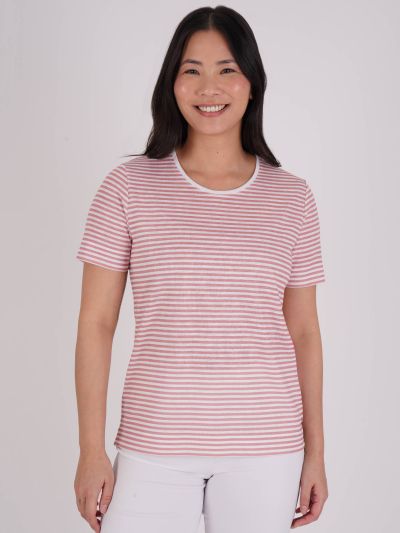 PennyPlain Printed Stripe  Top - White/blossom