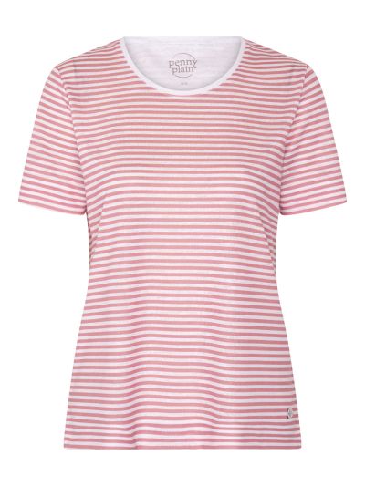 PennyPlain Printed Stripe  Top - White/blossom