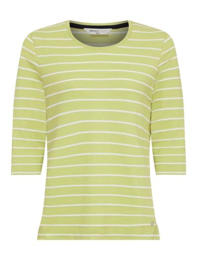 PennyPlain Scoop Neck Striped Top Top - Kiwi